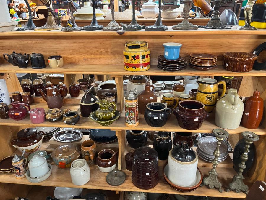 Cast Iron Desk Lamp Bases 1950s Brown Drip Glaze Marcest Hull McCoy Pitcher Stoneware Jug Croc