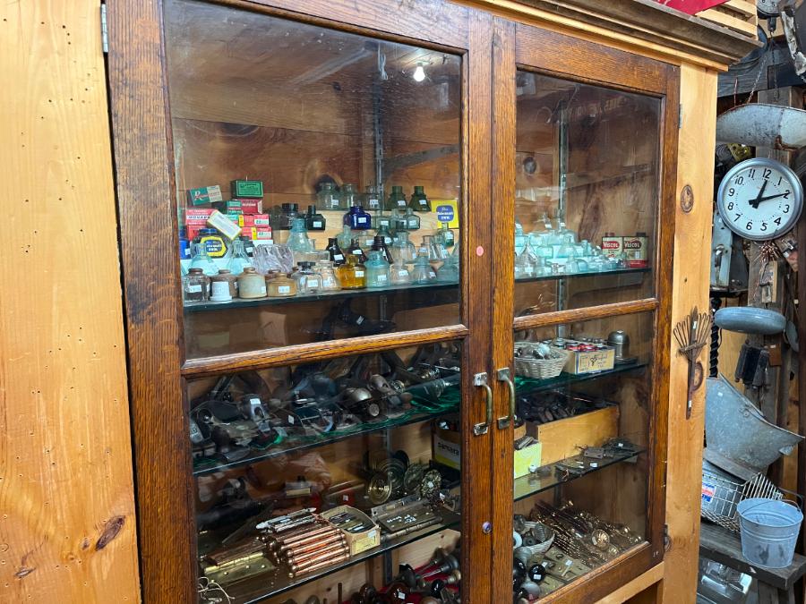 Antique Vintage Ink Bottles Hand Blown Iron Wood Plane Tool Hardware Doorknob Hinges