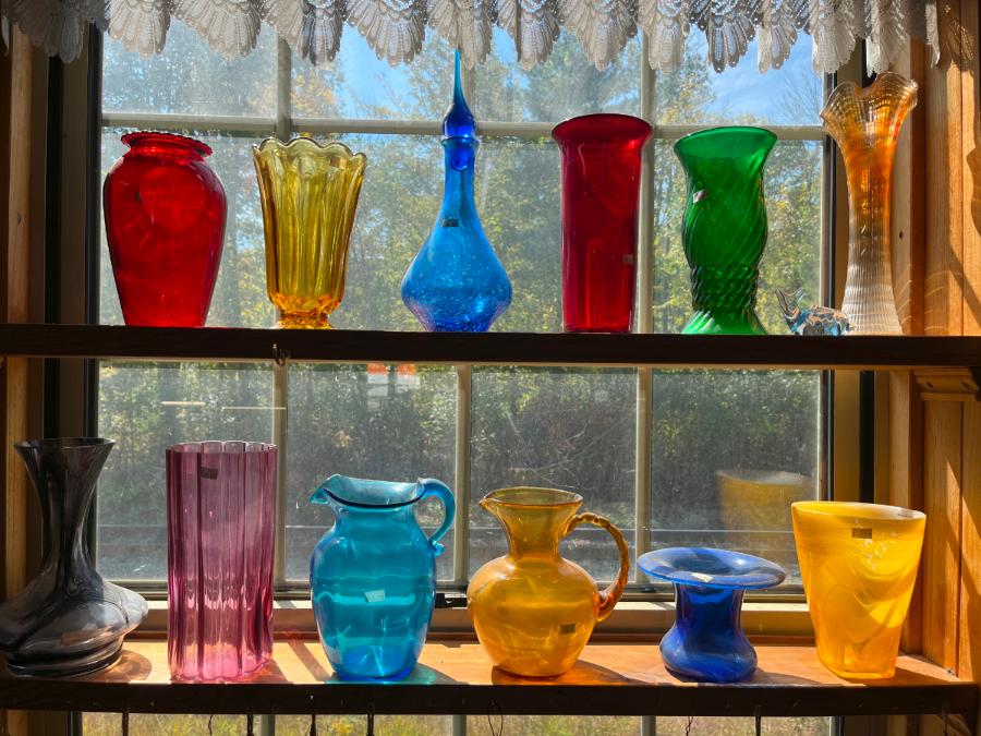 Assortment of Depression Era and Handmade Hand Blown Glass